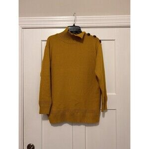 Anthropologie Yellow Margarita Sweater Mock Neck With Buttons Women’s Size XS
